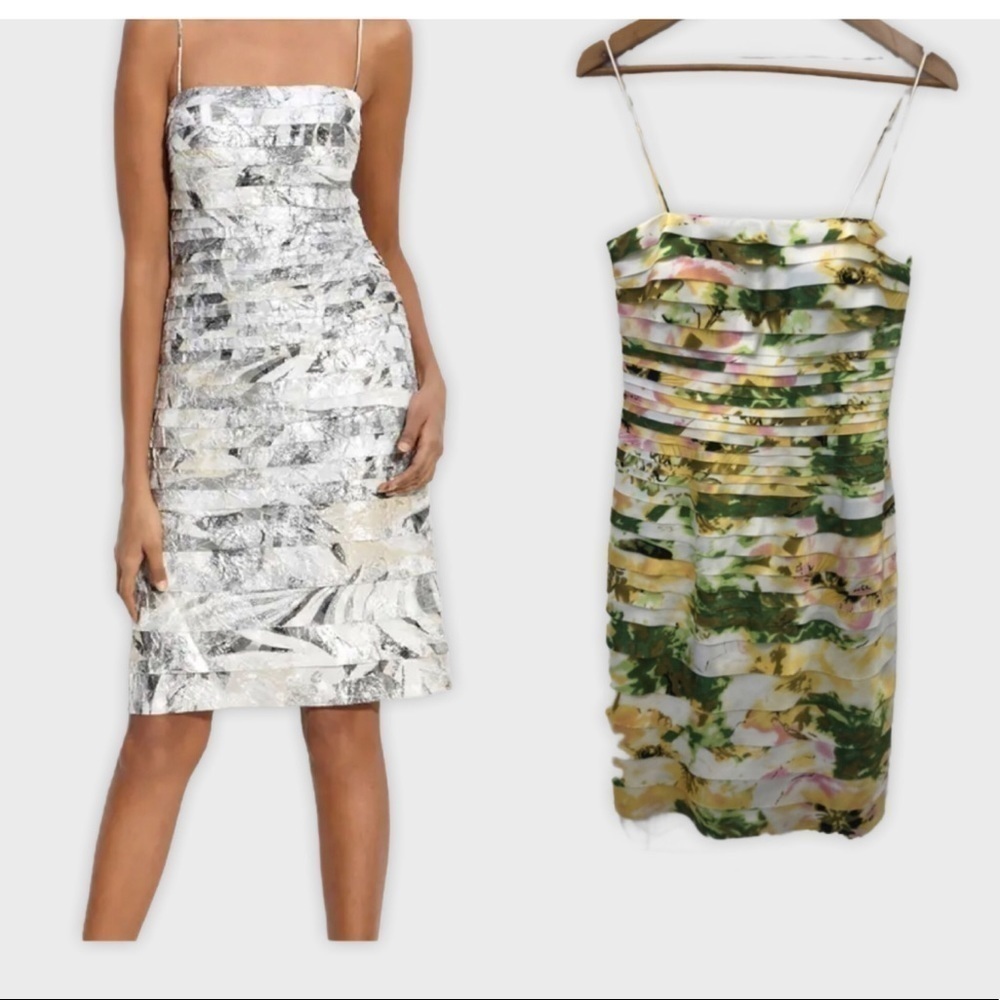 𝅺js Collection tiered Crepe Sheath Dress